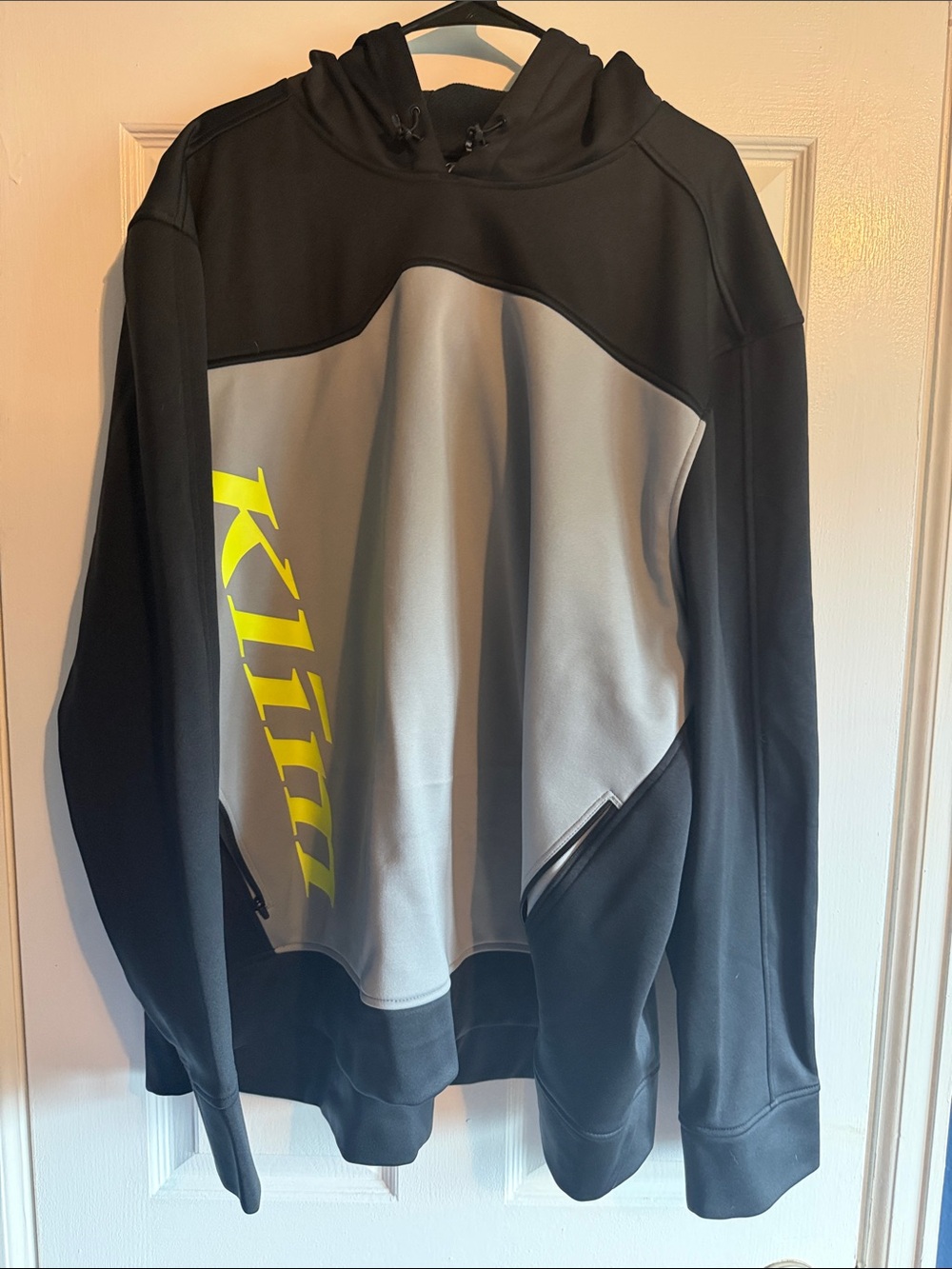 Men's Black & Gray Performance Hooded Jacket with Yellow Logo